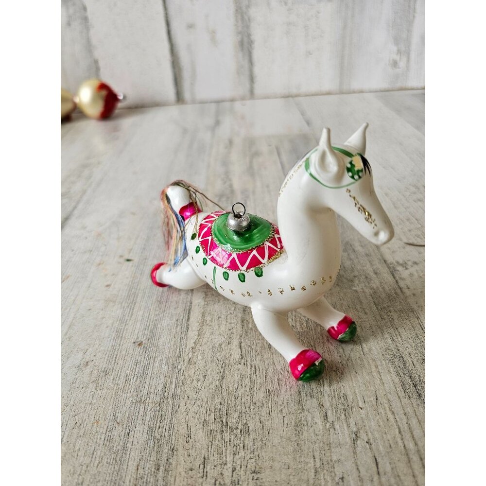 Vintage carlini horse pinata AS IS Italian glass Italy ornament string tree